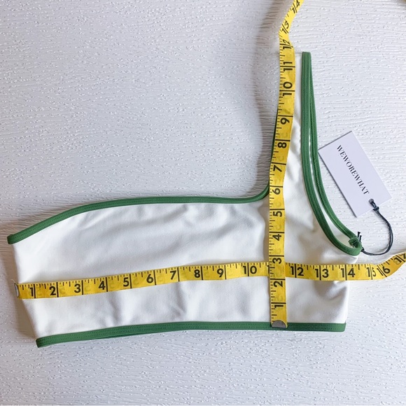 nwt WeWoreWhat Tennis Contrast One Shoulder Bra Top Optic White Court Green Med - Picture 8 of 10